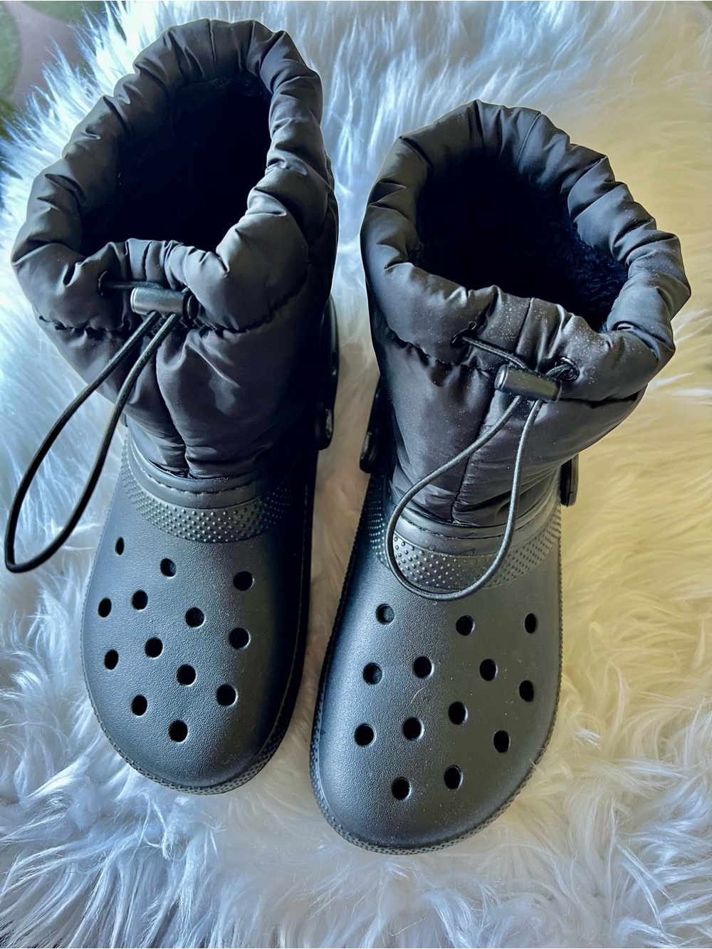 CROCS Unisex Black Insulated Rain & Snow Clog Boots with Drawstring